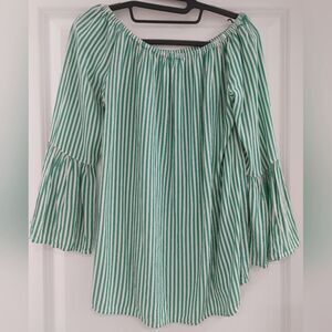 Anthropologie women’s striped green white top size S/P